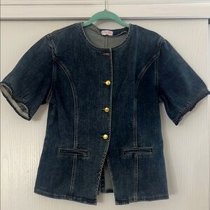 Pink Lily Denim Jacket with Gold Accents